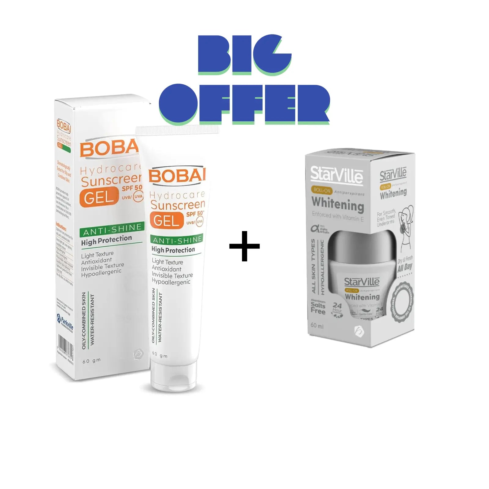 OFFER BOBAI Sunscreen Gel 60ml + Starvill Roll On 60ml