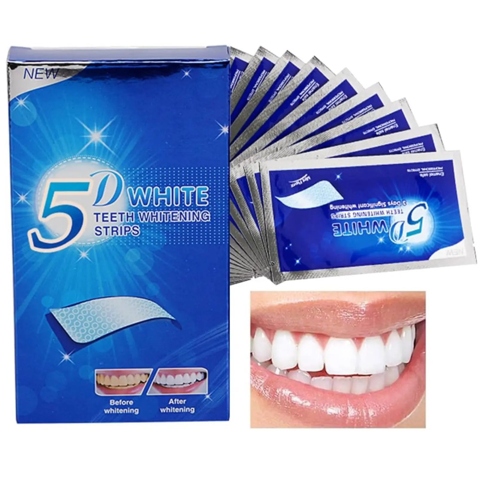 شرائط تبييض الأسنان 5D White المتطورة سريعة وفعالة 3 أيام تبييض ملحوظ محمولة مريحة سهلة الاستخدام 10 قطع/العبوة