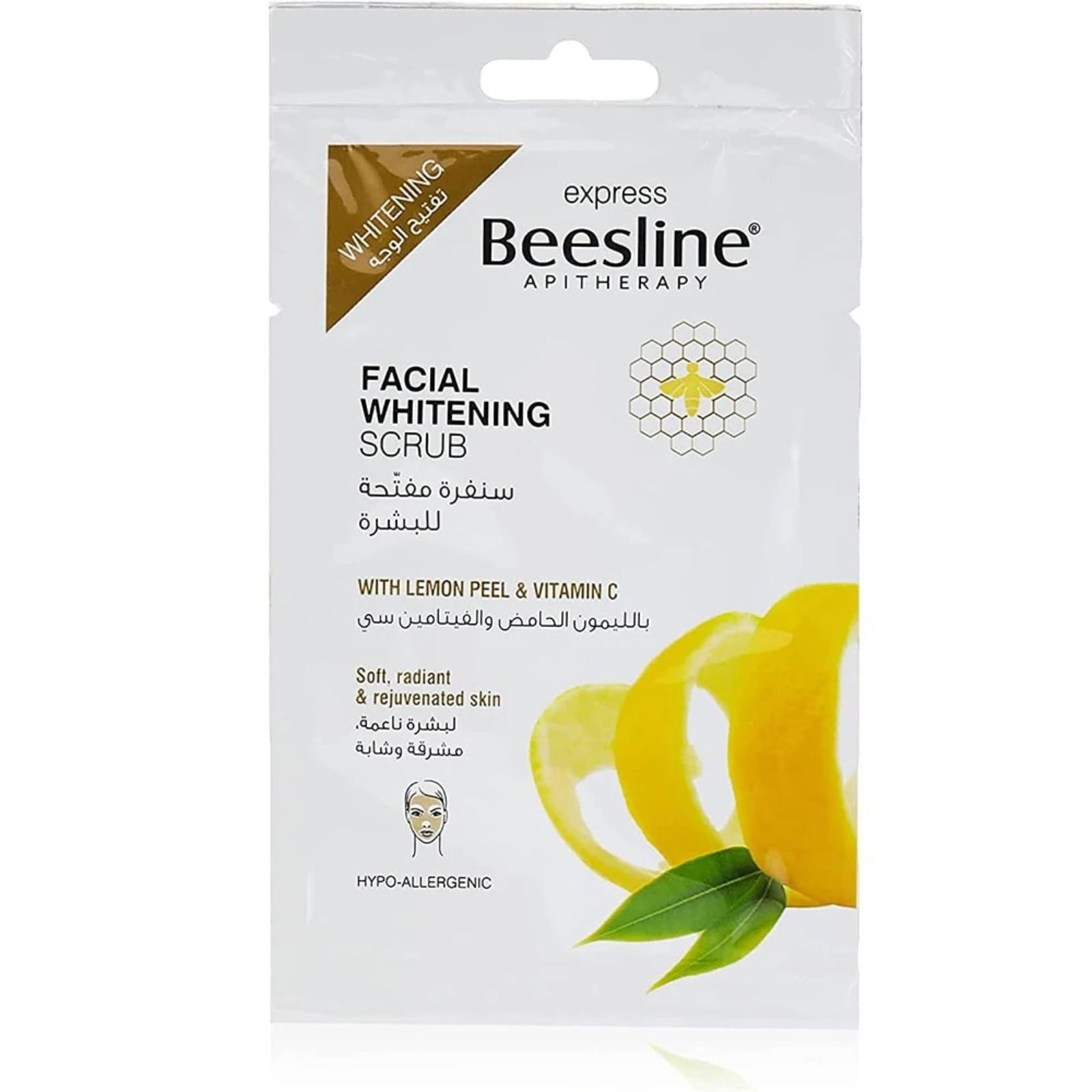 Beesline facial whitening scrub with lemon peel and vitamin c 8g - ZaDa beauty