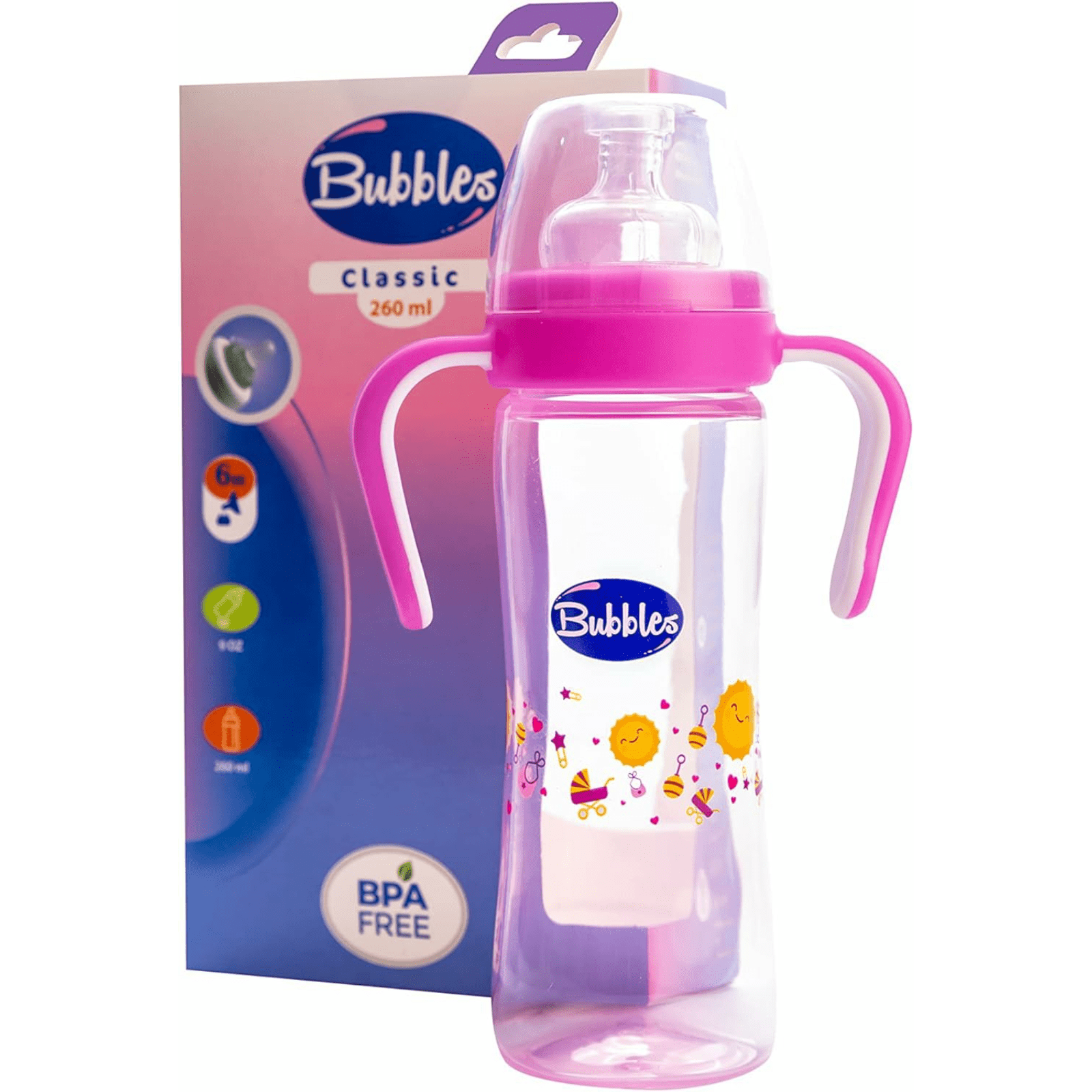 Bubbles Baby Bottle with Handle 260ml - ZaDa beauty
