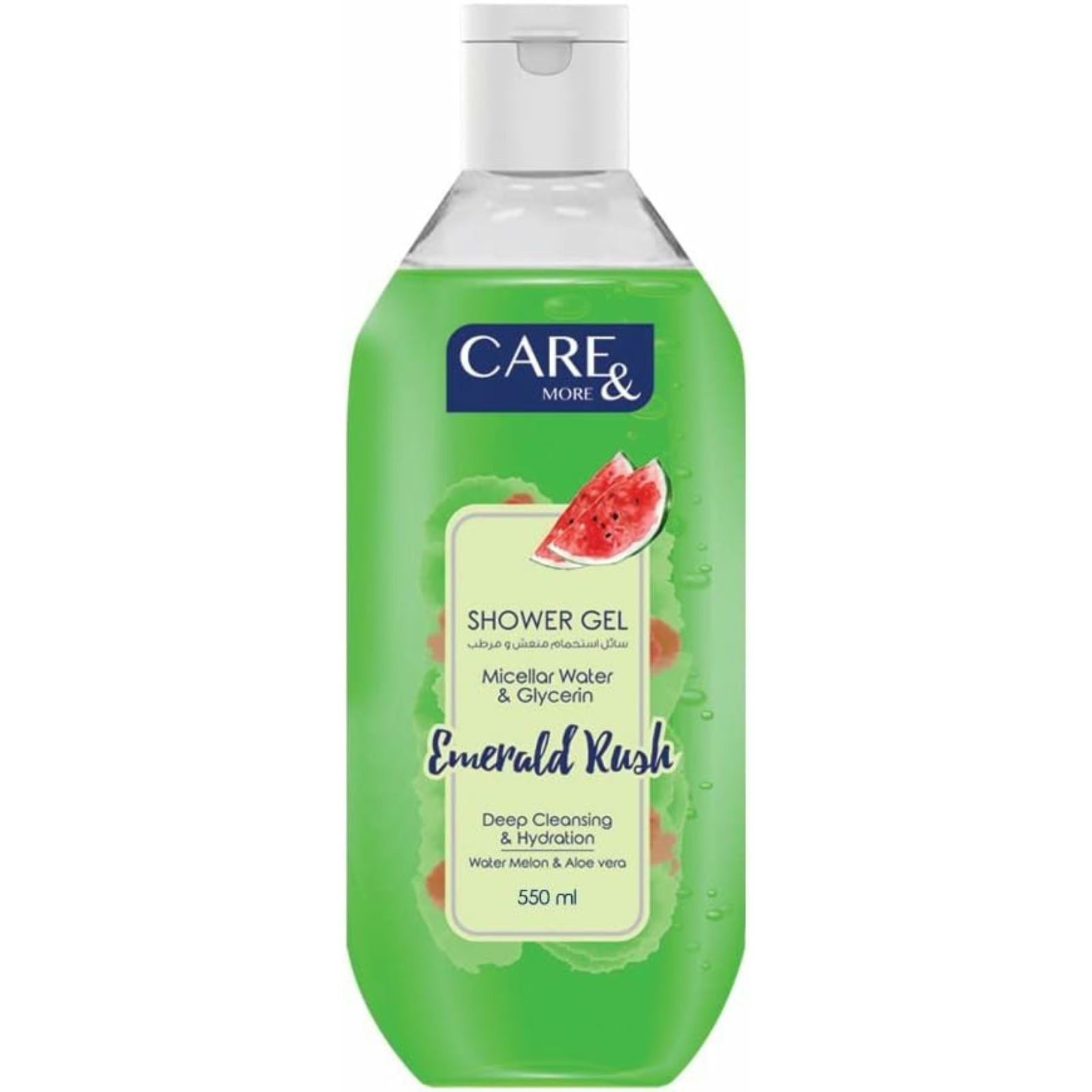 Care & More Emerald Rush Micellar shower gel with Watermelon & Aloe vera 550ML - ZaDa beauty