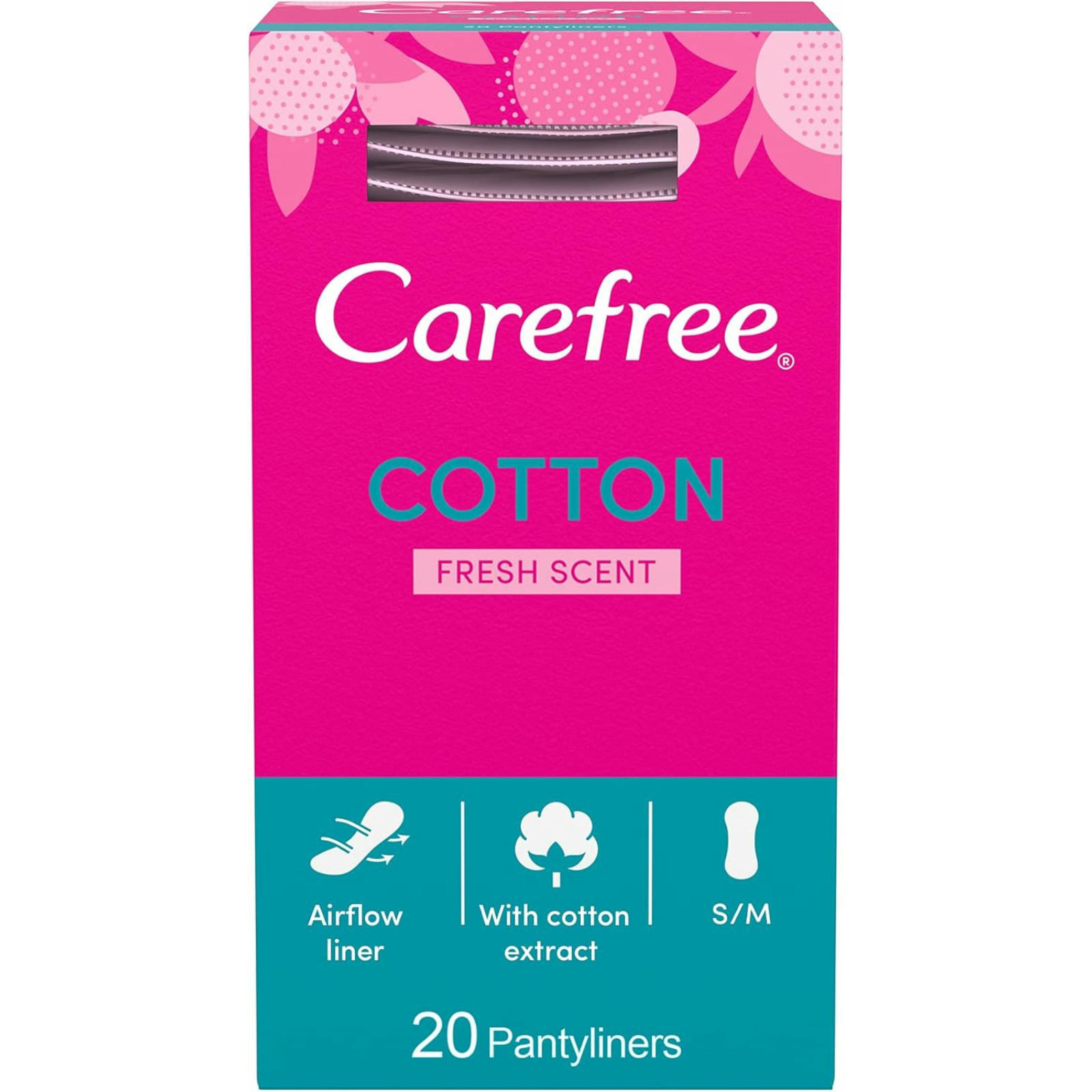 Carefree Fresh Scent Cotton Panty Liners, S/M - 20 Pieces - ZaDa beauty