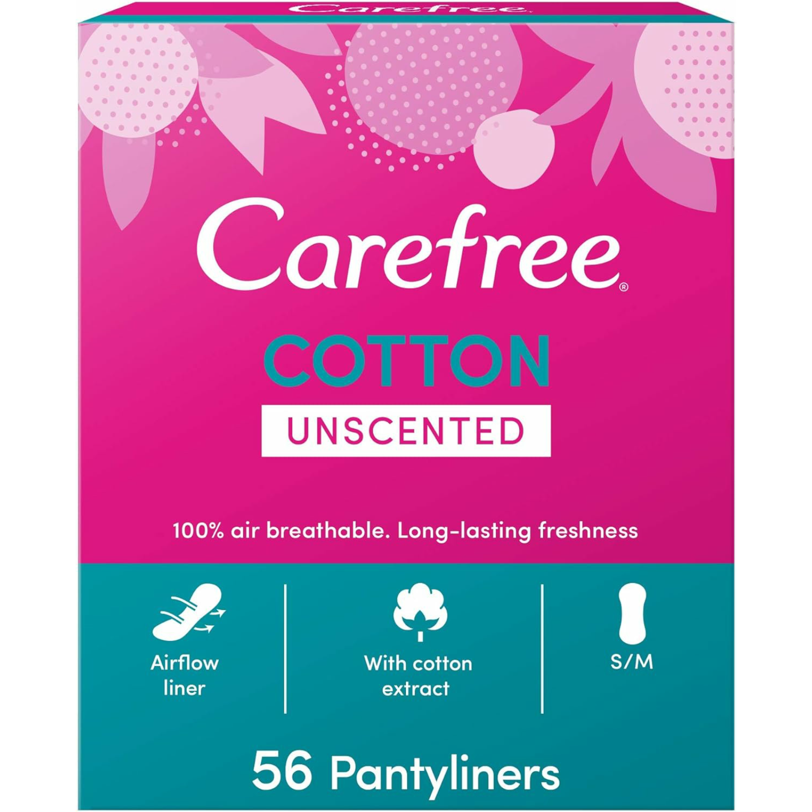 Carefree Unscented Cotton Panty Liners - 56 Pieces - ZaDa beauty