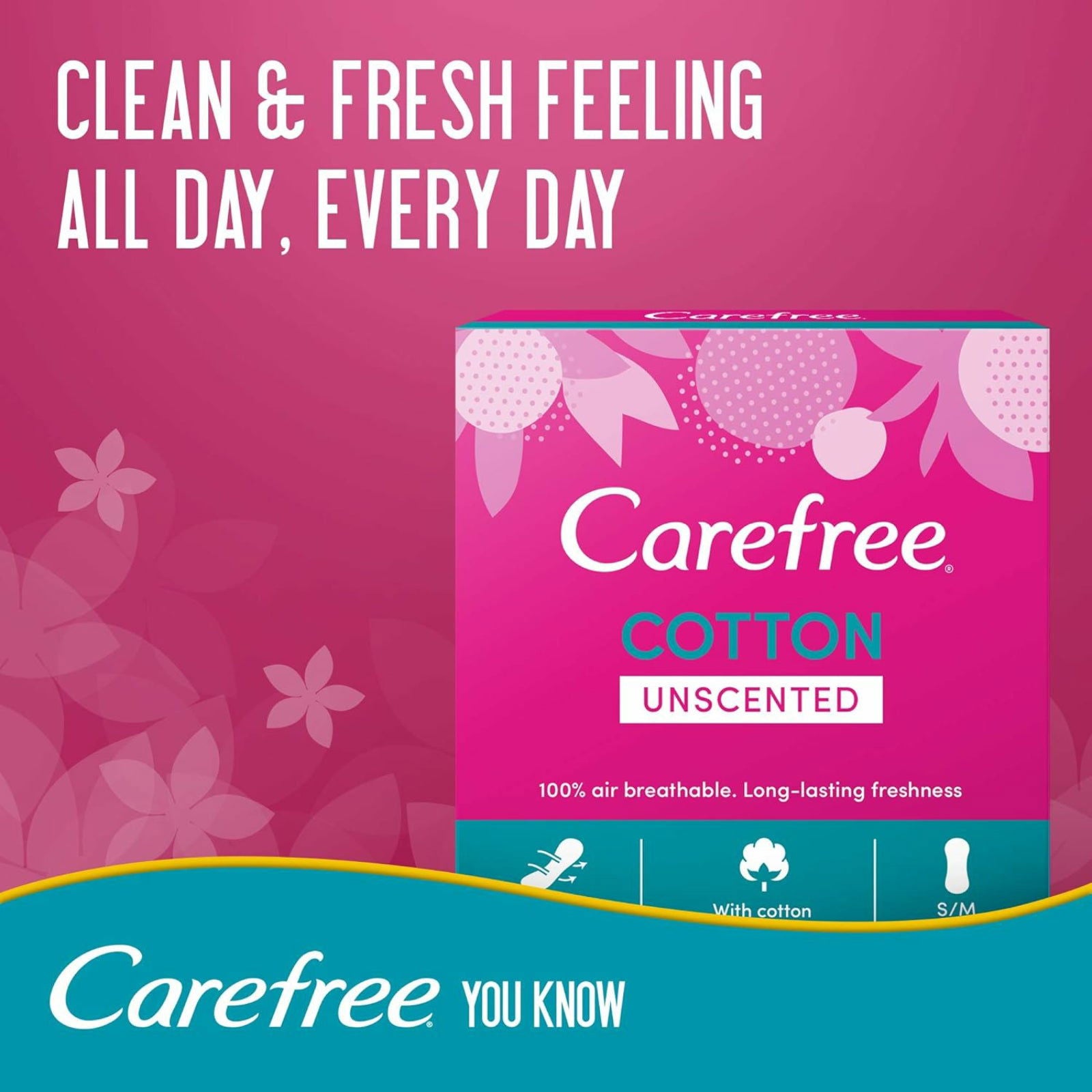Carefree Unscented Cotton Panty Liners - 56 Pieces - ZaDa beauty