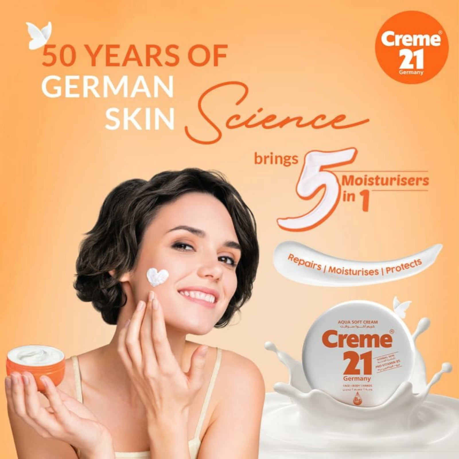 Creme 21 Aqua Soft Moisturizing Cream With Pro-Vitamin B5 For Normal Skin - 250Ml - ZaDa beauty