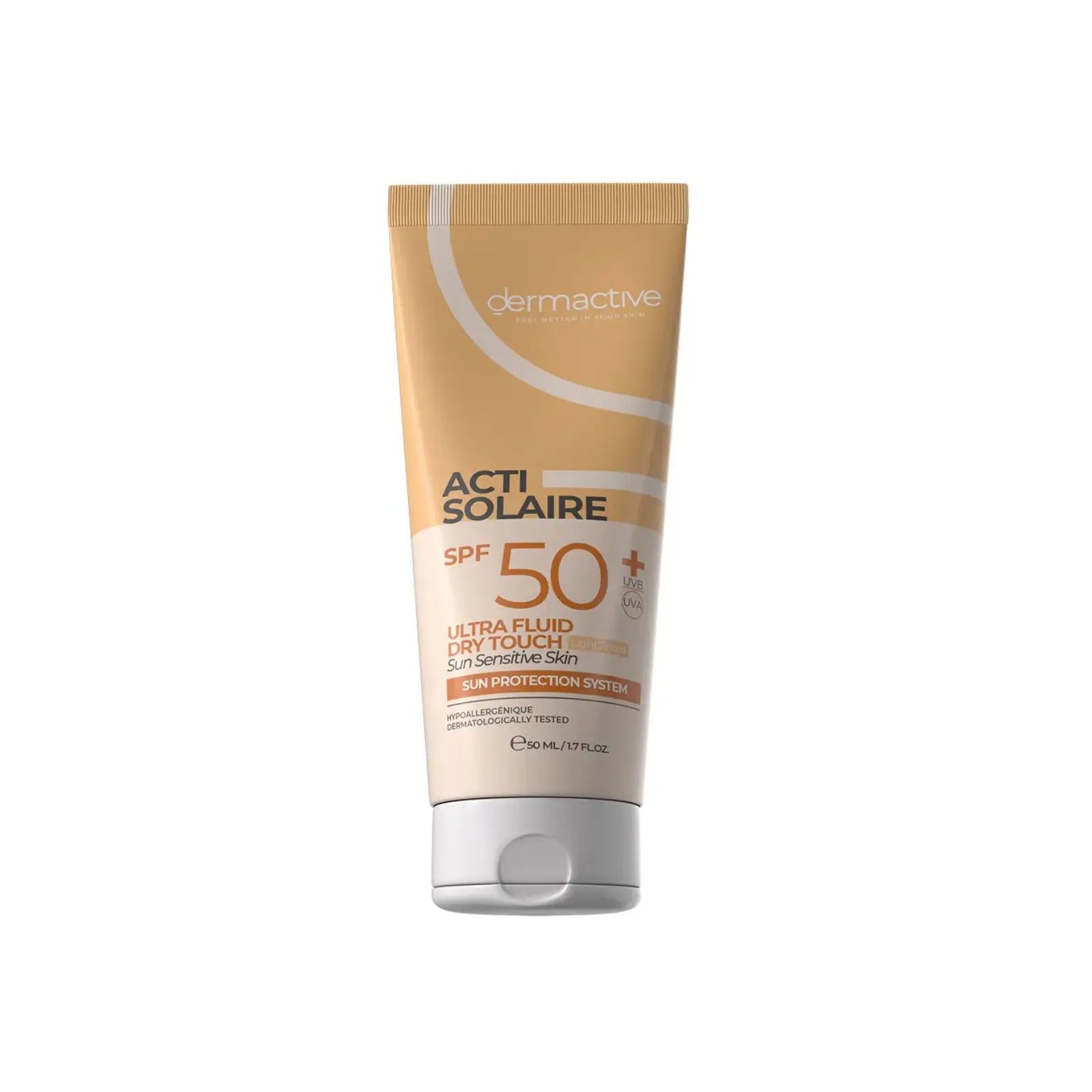 ديرما اكتيف أكتي-سولير بمعامل حماية من الشمس 50+ سائل فائق النعومة خفيف تنتد دراي تاتش 50 مل