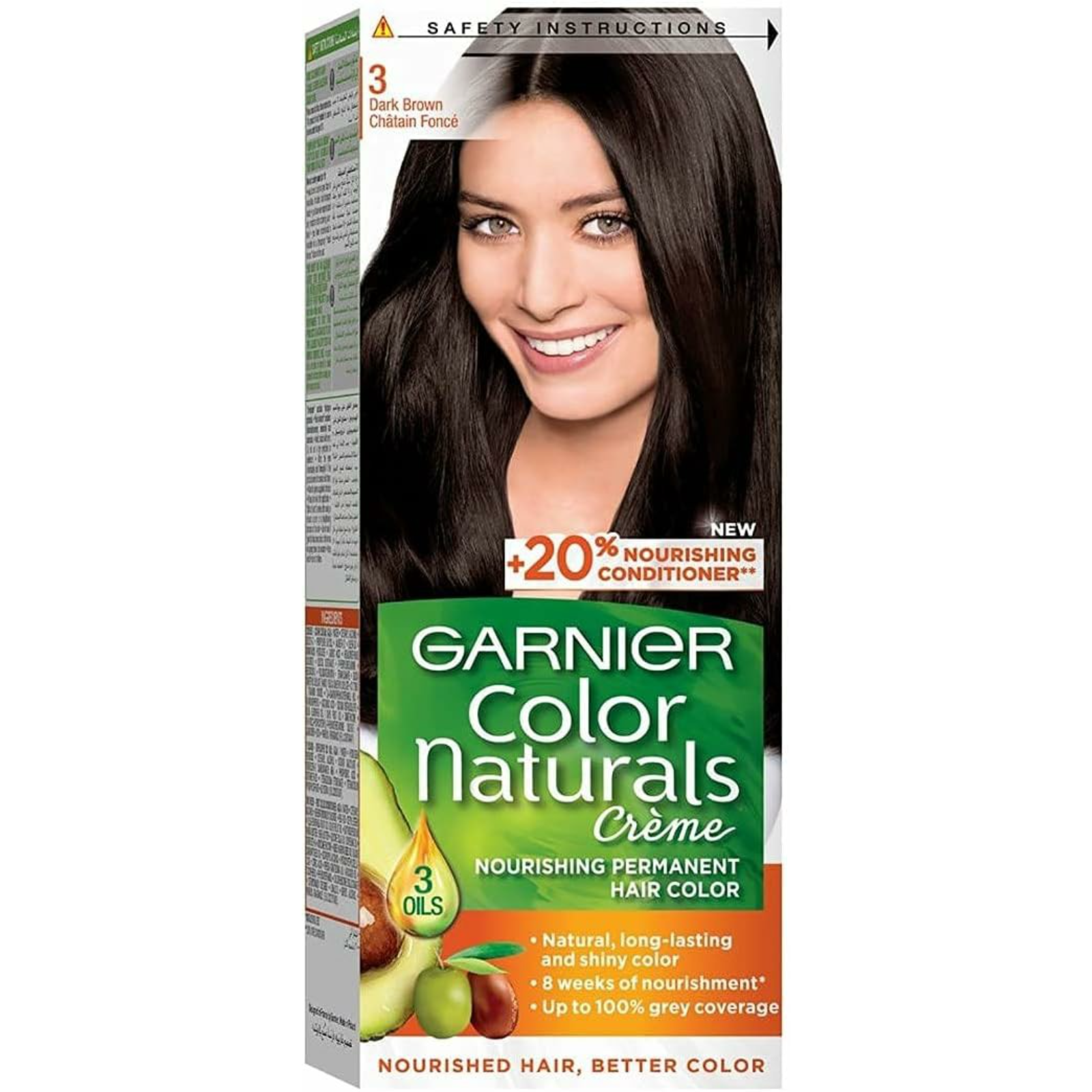 Garnier Color Naturals Permanent Crème Hair Color 3 Dark Brown - ZaDa beauty