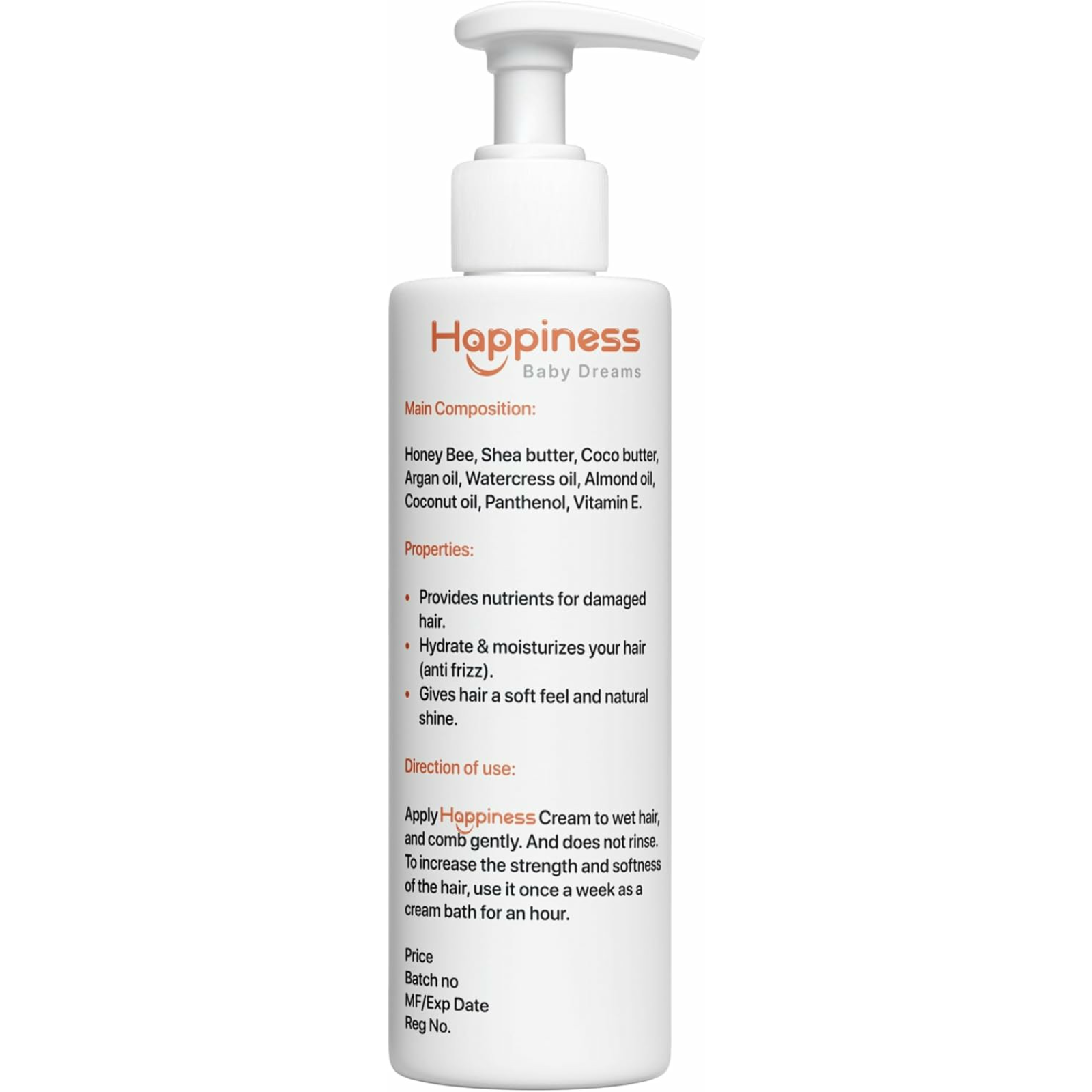 Happiness Anti frizz Kids Hair Cream 150ml - ZaDa beauty