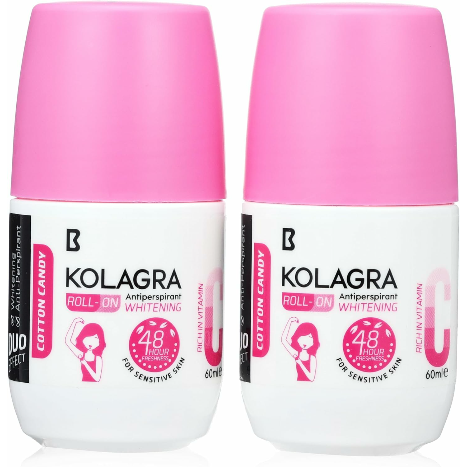 Kolagra Roll On Whitening Deodorant Cotton Candy 2 Pcs 60 ml - ZaDa beauty