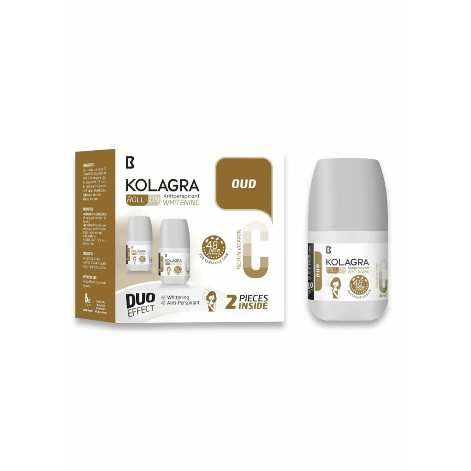 Kolagra Roll On Whitening Deodorant Oud 2 Pcs 60 ml - ZaDa beauty
