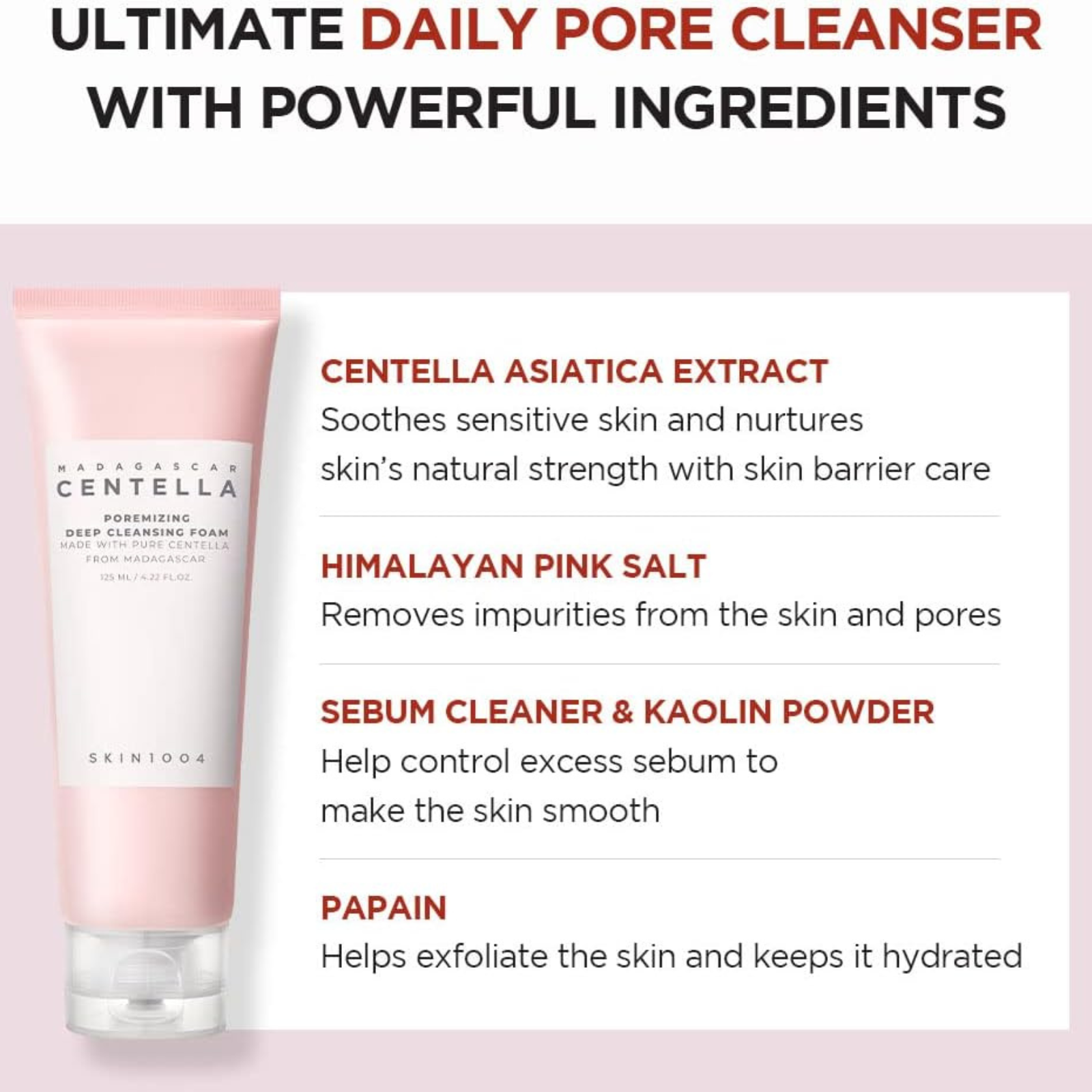 رغوة مدغشقر سنتيلا للتنظيف العميق والمسام 125 مل