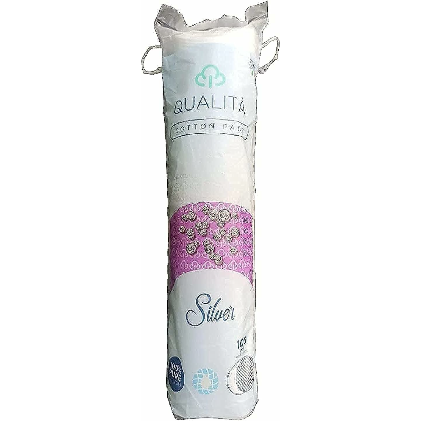 Qualita Silver Double-Face Make-Up Remover Cotton Pads, 100 Pieces - White - ZaDa beauty