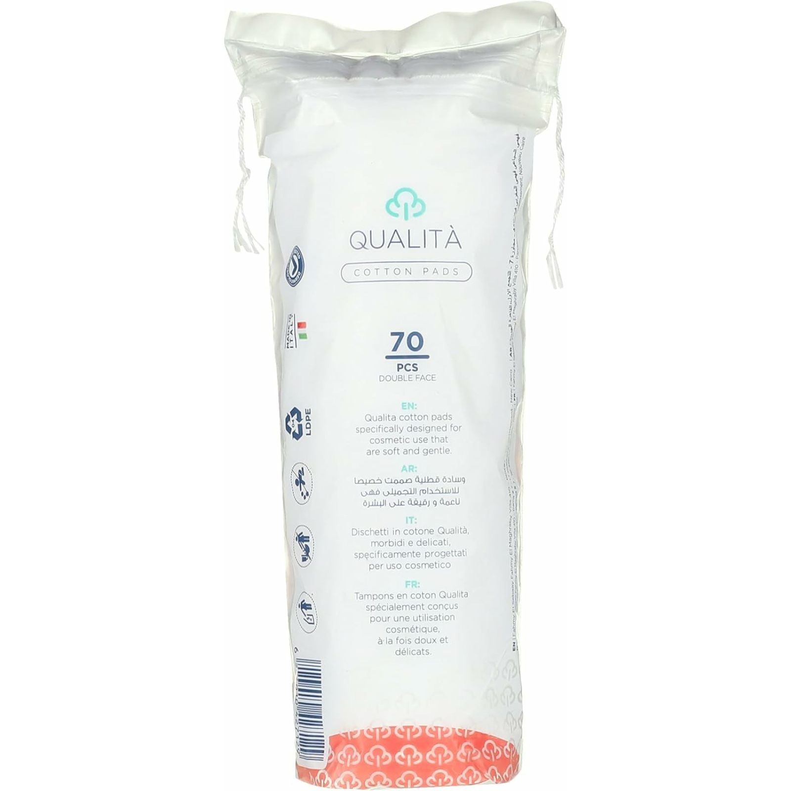 Qualita Tocco Classico Double-Face Make-Up Remover Cotton Pads, 70 Pieces - White - ZaDa beauty