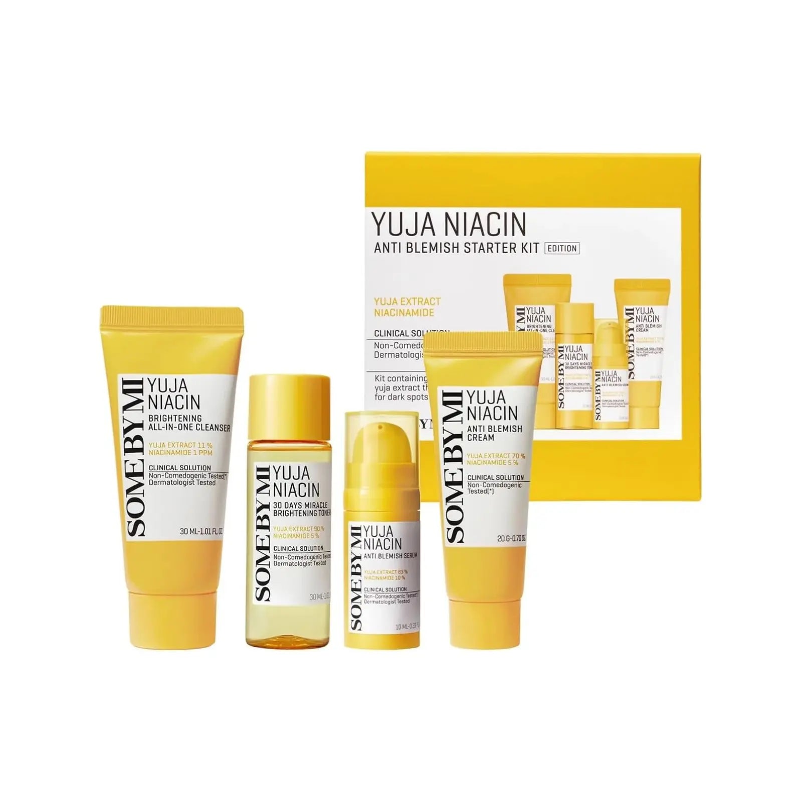 SOME BY MI Yuja Niacin Anti-Blemish Starter Kit  For Natural Brightning of Skin Set of 4 Travel Kit