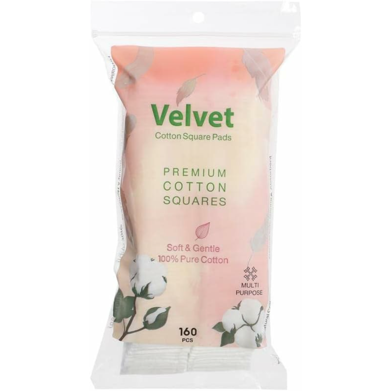 Velvet multipurpose square cotton pads 160 pcs - ZaDa beauty