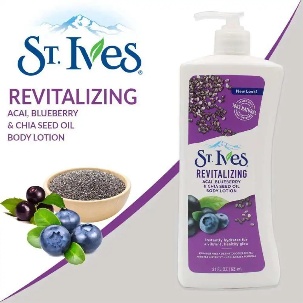 ST.IVES  REVITALIZING ACAI, BLUEBERRY & CHIA SEED OIL BODY LOTION 621 ml